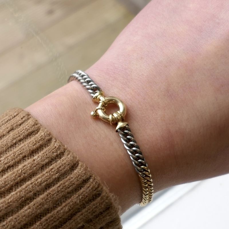 Image 9 of Two-tone gourmet link bracelet | 17 cm