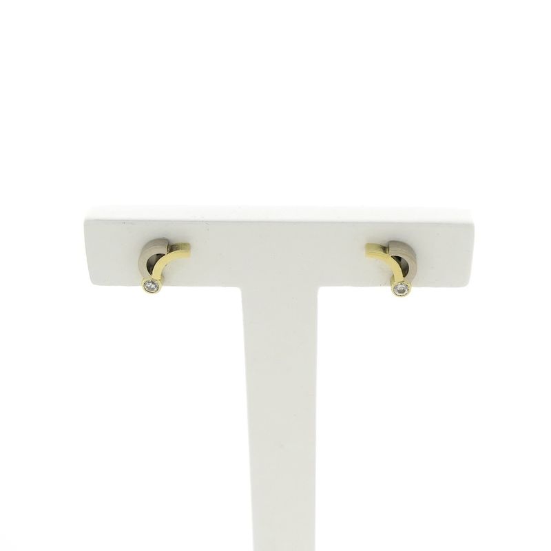 Image 6 of Bicolor gold stud earrings with zirconia