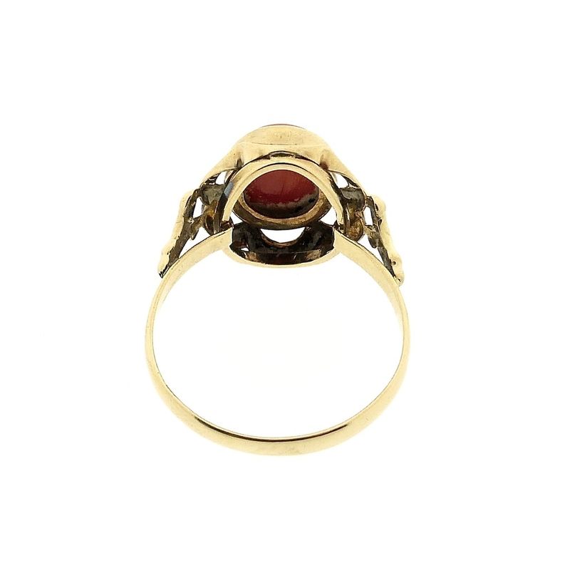 Image 4 of Gold ring with red coral | Antique