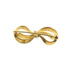 Image 3 of Bicolor Gold Bow Brooch with Diamond; 14 Karat
