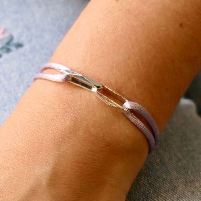 Image 2 of Forever Knots® Lilac Satin Bracelet with Silver Link