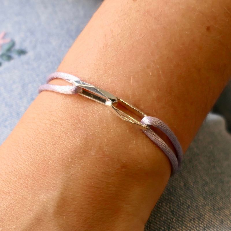 Image 2 of Forever Knots® Lilac Satin Bracelet with Silver Link