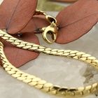 Image 2 of Gold flat gourmet link bracelet | 20 cm