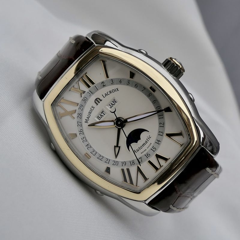 Image 5 of Maurice Lacroix Masterpiece 'Phase de Lune' Tonneau MP6439; Automatic gold/steel men's watch