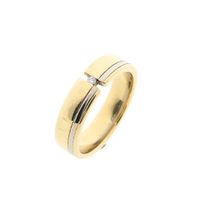 Bicolor Gold Ring with Diamond; 0.01 ct.