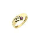 Image 1 of Gold ring with ruby and diamond; 0.02 ct.