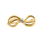Image 1 of Bicolor Gold Bow Brooch with Diamond; 14 Karat
