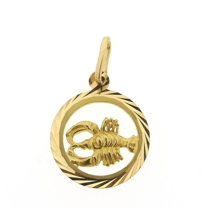Image 4 of Gold zodiac sign pendant; Cancer