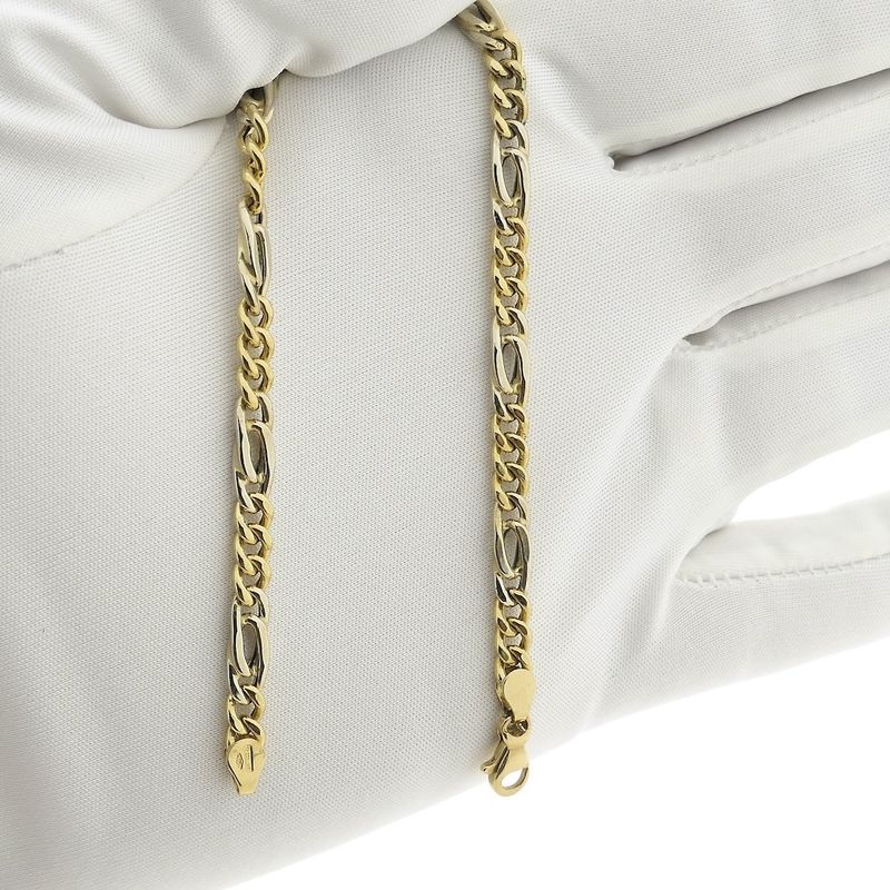 Image 9 of 18K Two-tone gold Figaro link bracelet | 20 cm