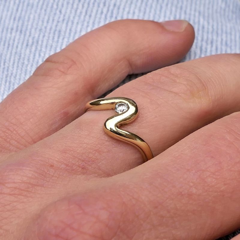 Image 3 of Gold ring with zirconia