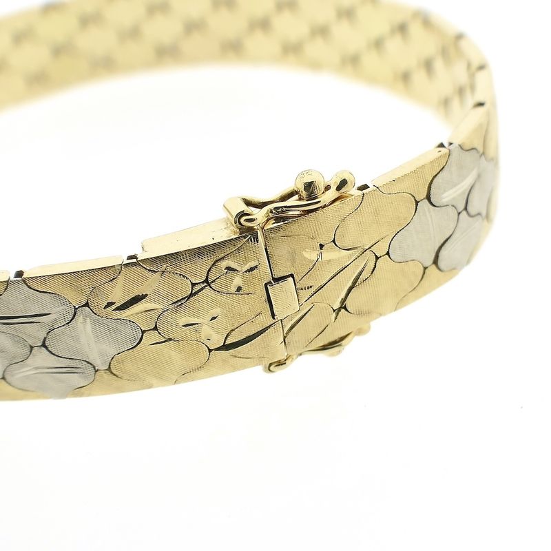 Image 4 of Two-tone gold floral link bracelet
