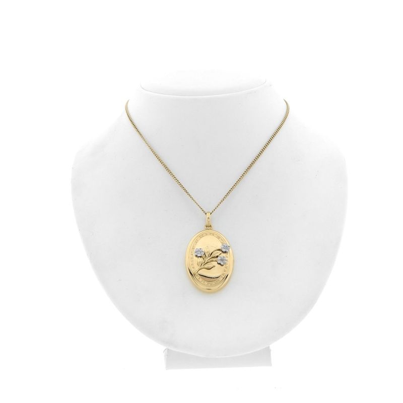 Image 8 of 18K Two-tone medallion pendant with rose-cut diamonds | 0.03 ct.