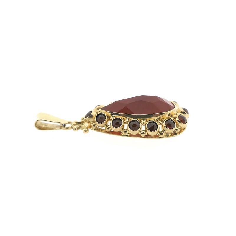 Image 4 of Vintage gold entourage pendant with carnelian