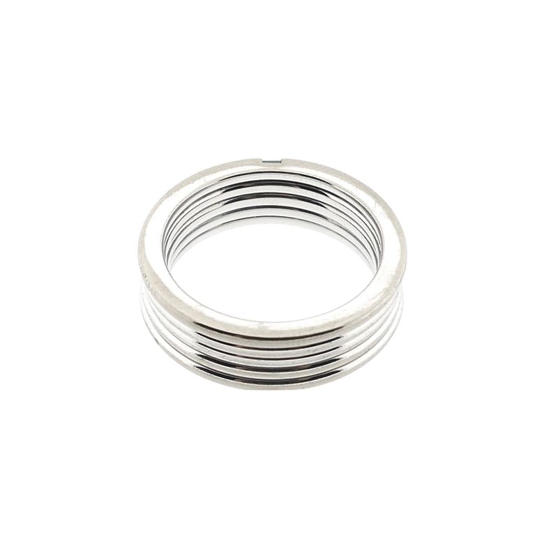 Image 4 of White Gold Ribbed Ring with Diamonds; 0.10 ct.