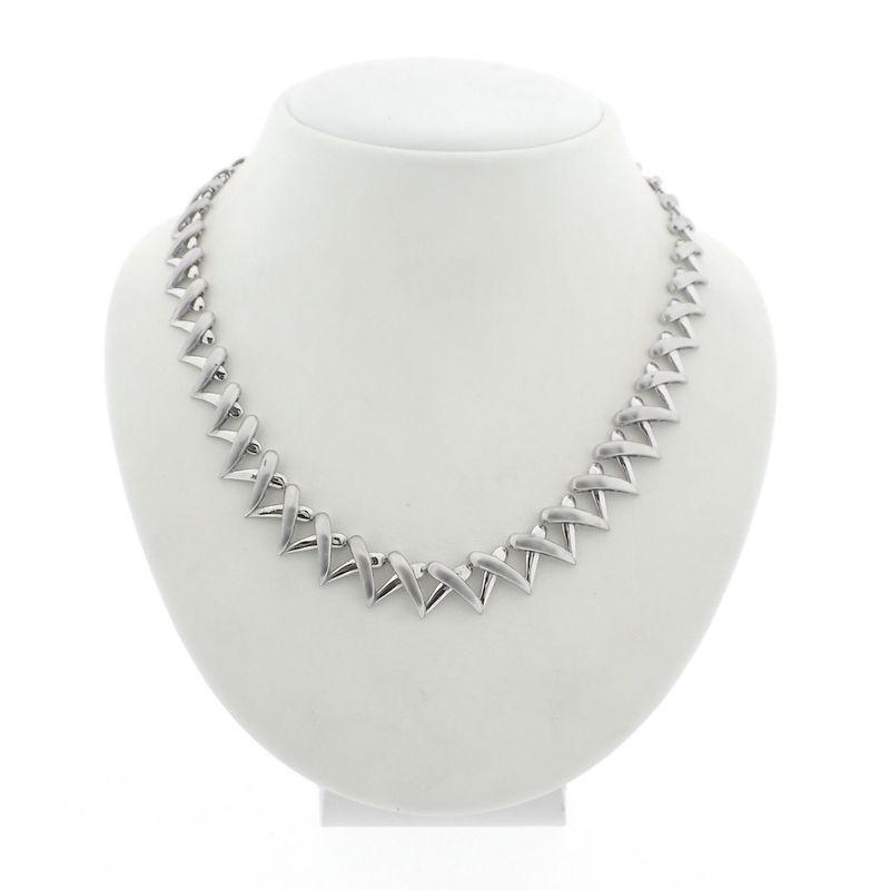 Image 1 of White gold matted fantasy link necklace