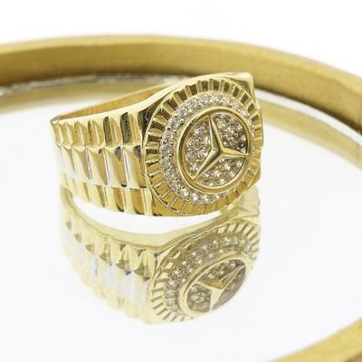 Two-tone gold ring with Mercedes logo Image 2 of Two-tone gold ring with Mercedes logo