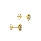 Image 8 of Vintage gold floral stud earrings with diamonds; 0.94 ct.