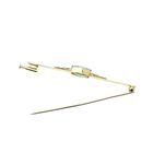 Image 4 of Vintage gold long narrow brooch with aquamarine
