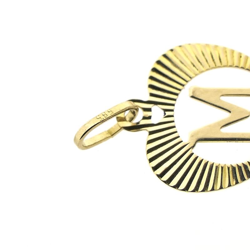 Image 7 of Gold heart pendant; Letter M