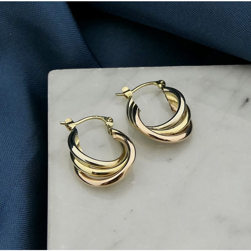 Image 2 of Tricolor gold earrings | Ø 14.3 mm