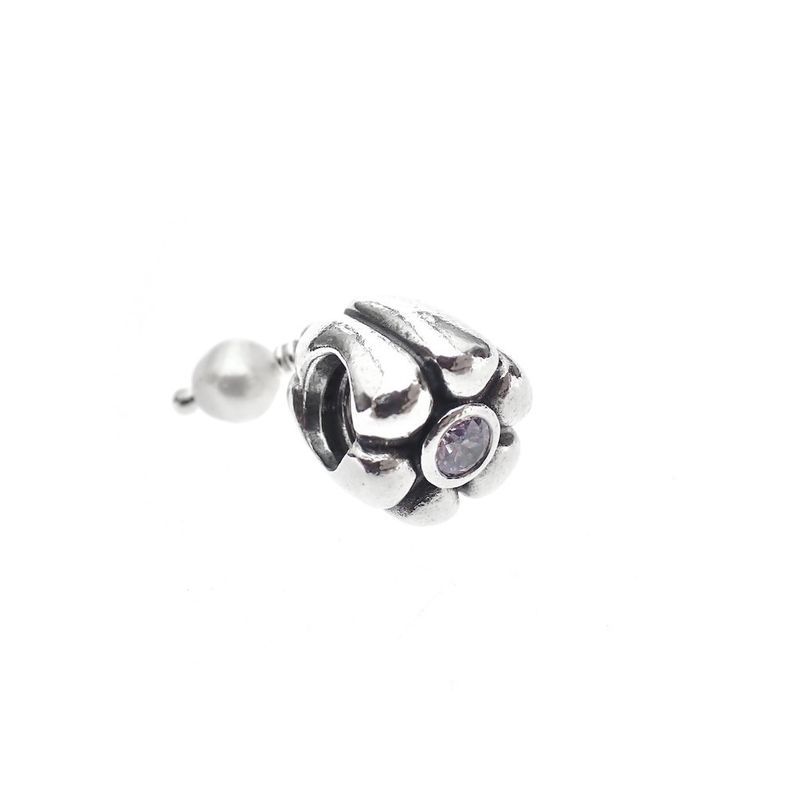 Image 3 of Pandora charm pendant; Silver; White Pearl