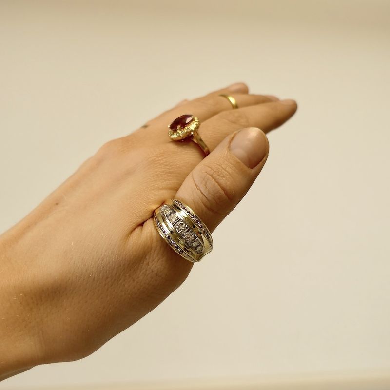 Image 12 of Gold robust ring with ruby ​​and diamond | 0.61 ct.