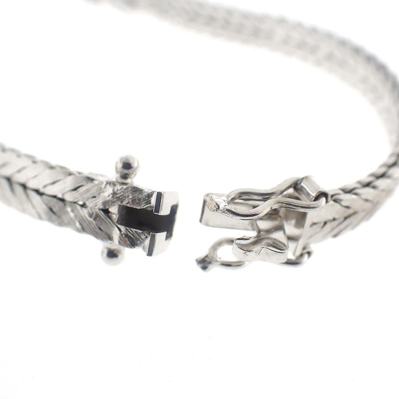 Image 6 of White gold herringbone link bracelet with 1.45 ct. diamonds | 17.5 cm