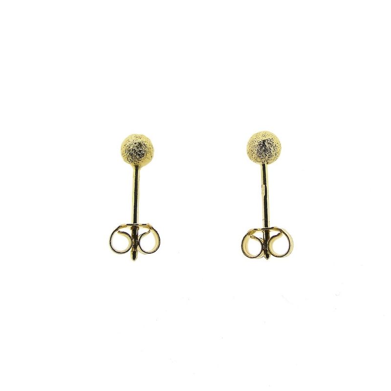 Image 5 of Gold stud earrings with diamond-cut button