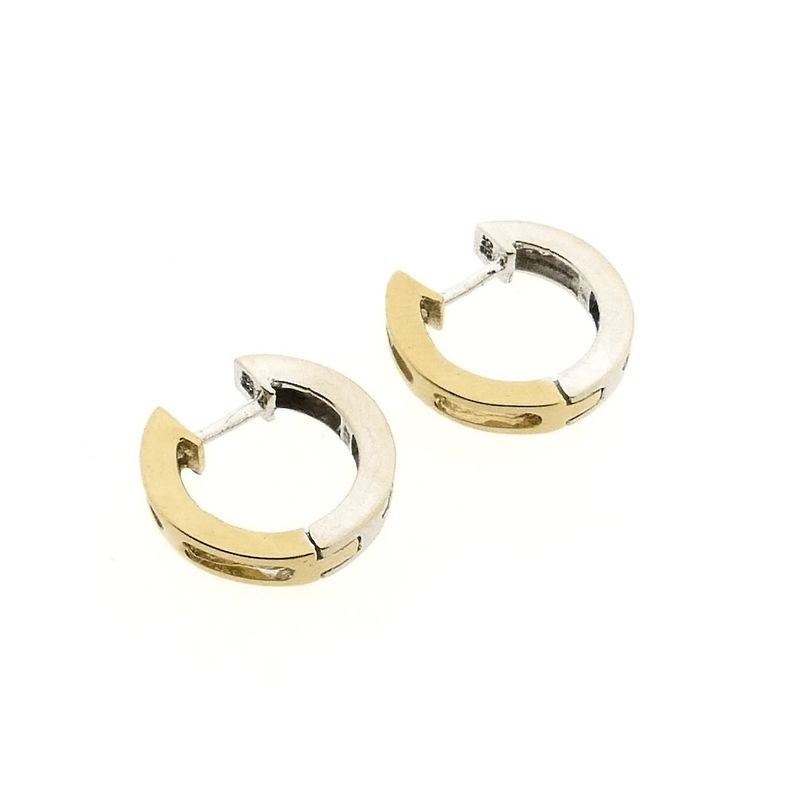 Image 5 of Two-tone gold hoop earrings with zirconia; Ø 15.1 mm