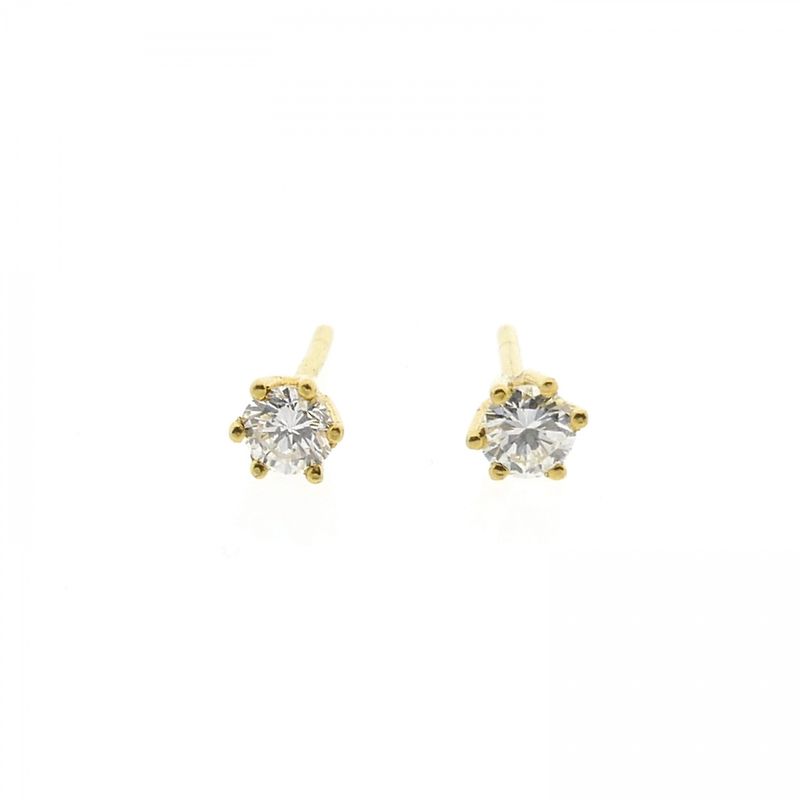 Image 7 of Gold solitaire stud earrings with diamond; 0.32 ct.