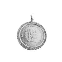 Silver coin pendant of 2.5 guilders; 1960 | Queen Juliana