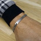 Image 11 of Silver robust gourmet link bracelet with engraving plate | 20 cm