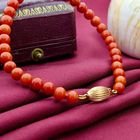 Image 2 of Blood coral bead bracelet with gold clasp