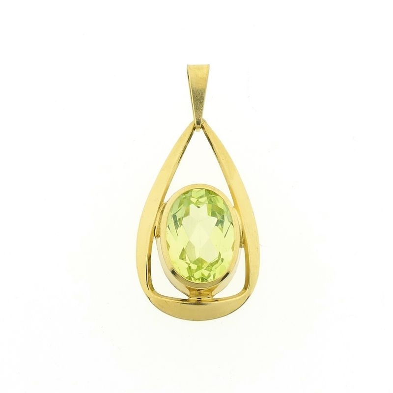 Image 1 of Gold pendant with synthetic gemstone from the 60s