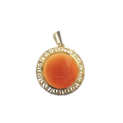 Image 1 of Gold pendant with large carnelian | Vintage