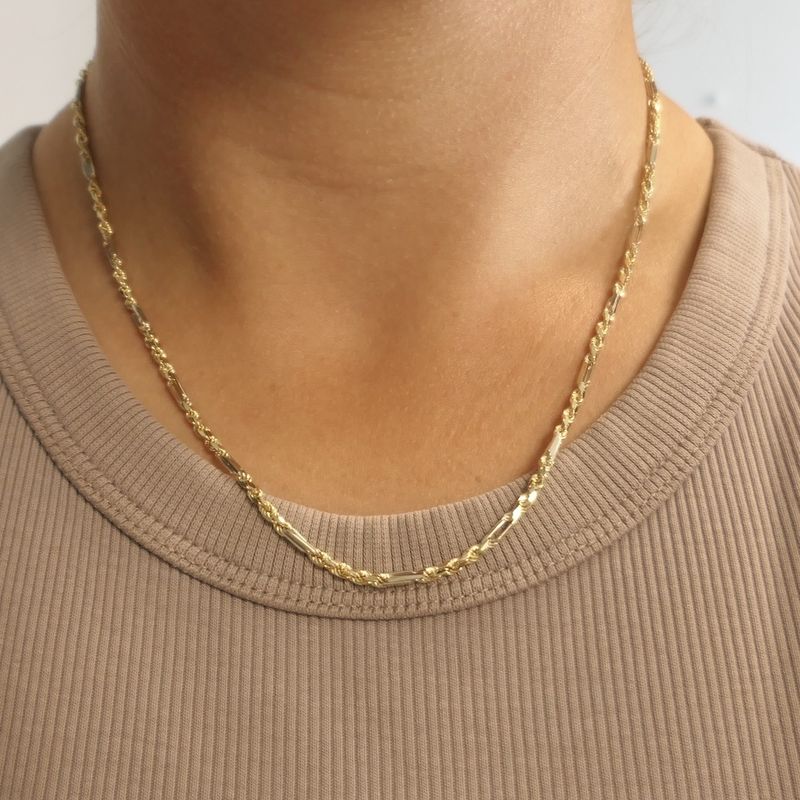 Image 9 of Two-tone gold Figarope necklace; Cento group