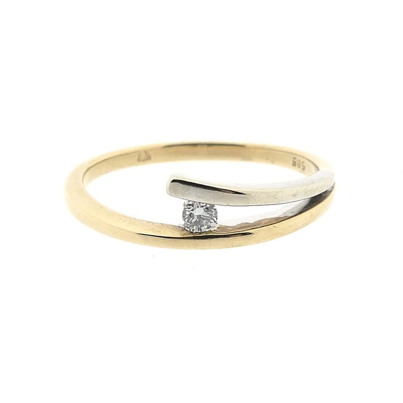 Image 8 of Two-tone gold ring with diamond; 0.07 ct.