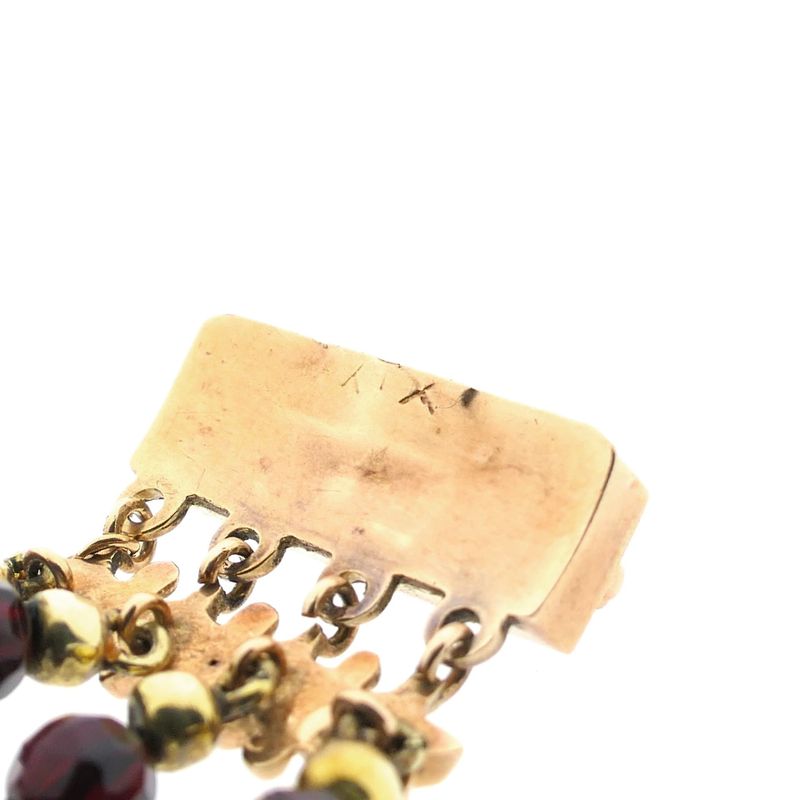 Image 6 of Antique garnet bead bracelet with gold decorative clasp with pearl