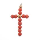 Image 4 of 8 Ct. Pendant of a cross with red coral | Vintage