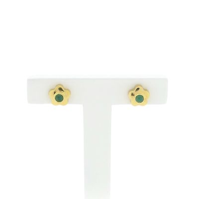 18 ct. Gold floral stud earrings with jade Image 1 of 18 ct. Gold floral stud earrings with jade
