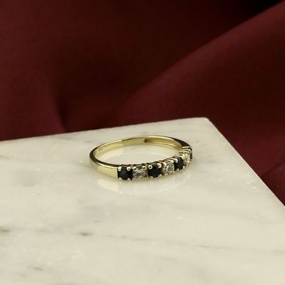 Image 2 of Gold ring with sapphire and zirconia