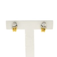 Bicolor gold stud earrings with zirconia
