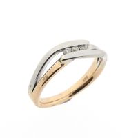 Two-tone gold ring with diamonds; 0.03 ct.