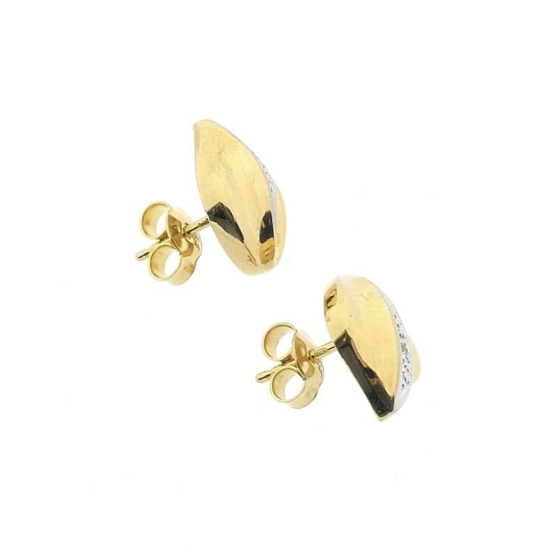 Image 10 of Bicolor gold stud earrings with diamond | 0.01 ct.