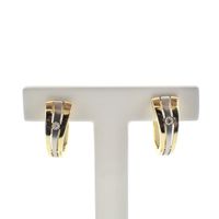 Two-tone gold earrings with diamonds | Ø 17 mm