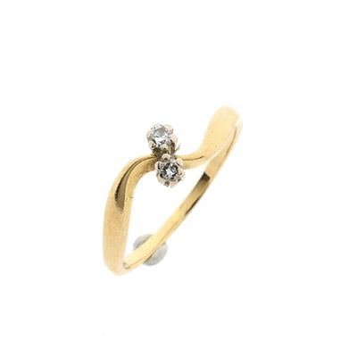 Image 1 of Gold toi et moi ring with diamonds; 0.03 ct.