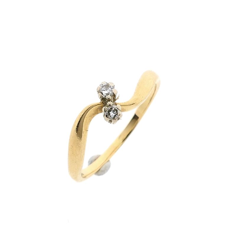 Image 1 of Gold toi et moi ring with diamonds; 0.03 ct.