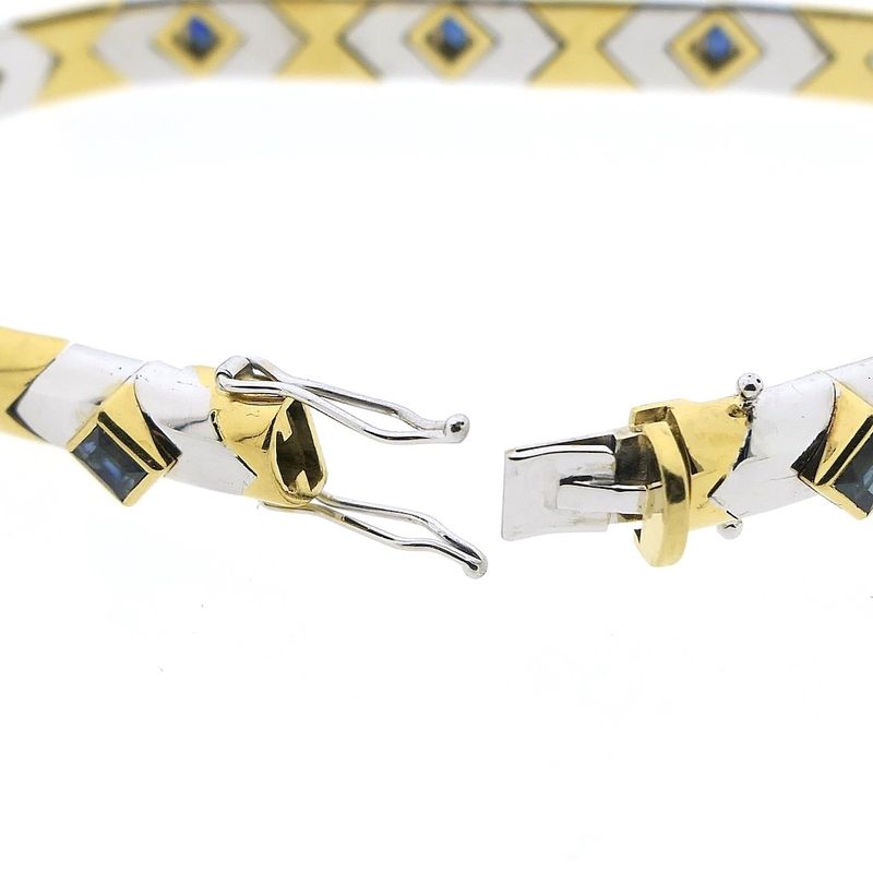 Image 7 of Two-tone gold fantasy bracelet with sapphire