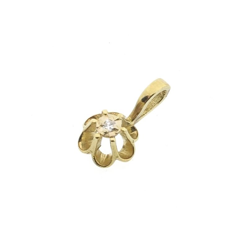 Image 8 of Gold minimalist pendant with diamond; 0.01 ct.
