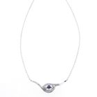 Image 3 of White gold necklace with diamond and sapphire | 0.10 ct.